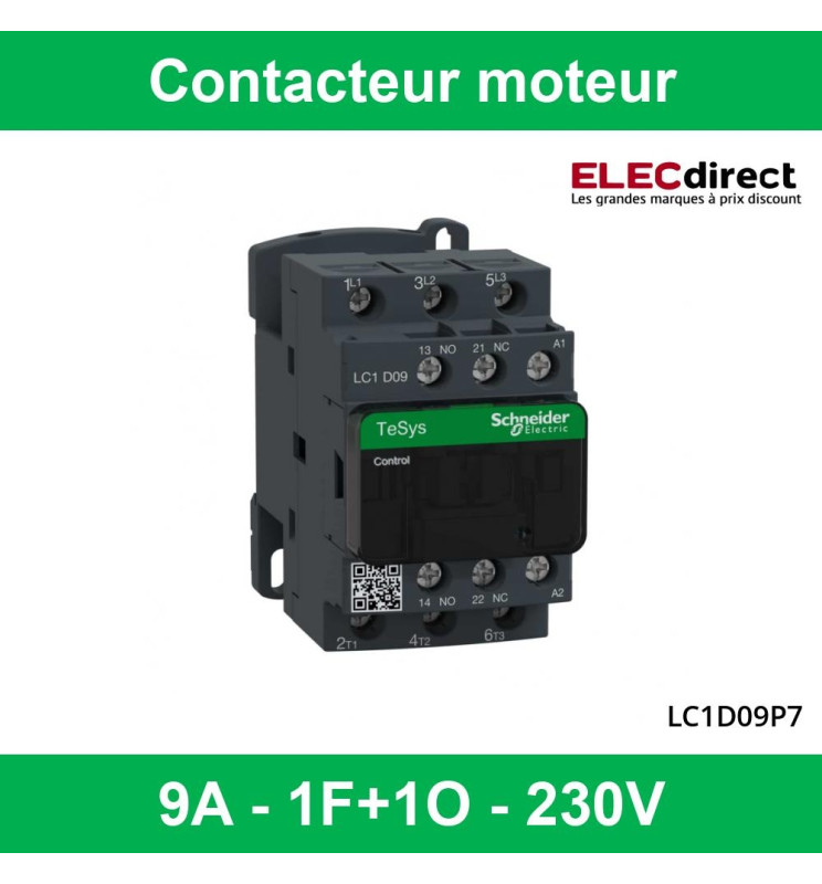 Contacteur TESYS LC1D 3P AC3 440V 9A - Pour Circuits électriques Industriels, 3 Pôles, 440 Volts - 6