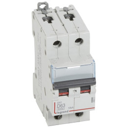 Legrand - Disjoncteur Bipolaire DX3 63A - 10kA - courbe D - Réf : 408021