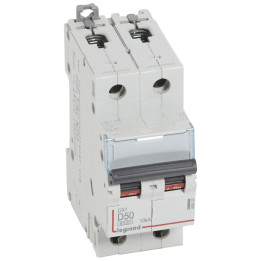 Legrand - Disjoncteur bipolaire DX3  50A - 10kA - courbe D - Réf : 408020