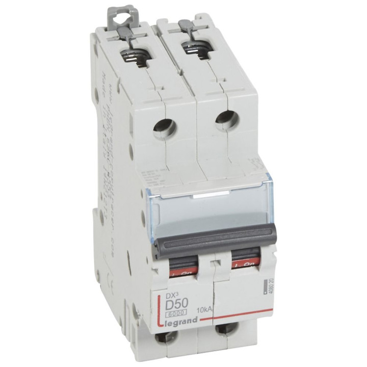Legrand - Disjoncteur - 2P - 50A - Courbe D - DX3 6000/10kA - Vis/Vis - Réf : 408020