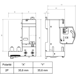 Legrand - Bloc Diff - 63A - 300mA - Type AC - 2 Pôles - Pour disjoncteur DX³ 1 mod/pôle - Départ Bas Vis - Réf : 410414