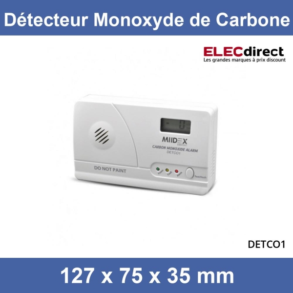 Miidex - Détecteur de monoxyde de carbone - Réf : DETCO1 - ELECdirect Vente  Matériel Électrique