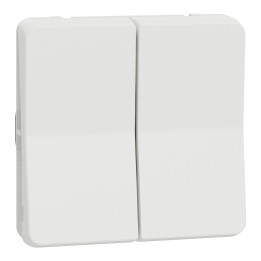 Schneider - Mureva Styl - Double va et vient - Composable - IP55/IK08 - Connexion auto - Blanc - Ref : MUR39022