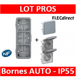 Legrand Plexo - Boîtier 3 postes verticaux - IP55/IK07 + 2 PC 2P+T 16A + V.V. - 069679+069563+069511