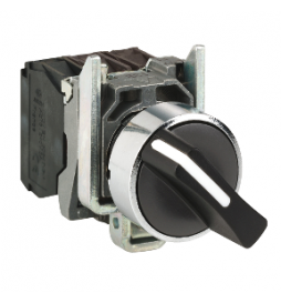 Schneider - Harmony XB4 - bouton tournant - 2 positions fixes - 1F+1O - noir - Ø22 - Réf : XB4BD25