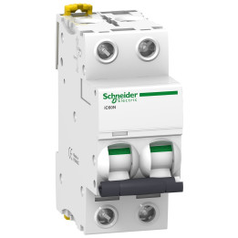 Schneider - Acti9 - iC60N - Disjoncteur - 2P - 6A - 6kA - courbe C - Réf : A9F77206