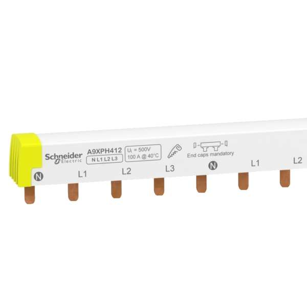 Schneider - Acti9 iC60, peigne à dents, 4 pôles, 100A, 12 modules de 18mm - Réf : A9XPH412