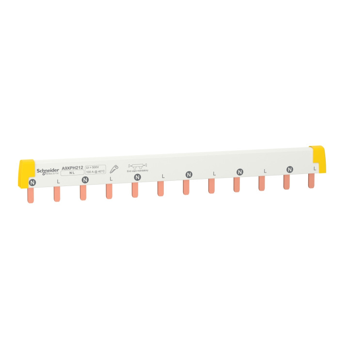 Schneider - Acti9 iC60, peigne à dents, 2 pôles, 100A, 12 modules - Réf : A9XPH212