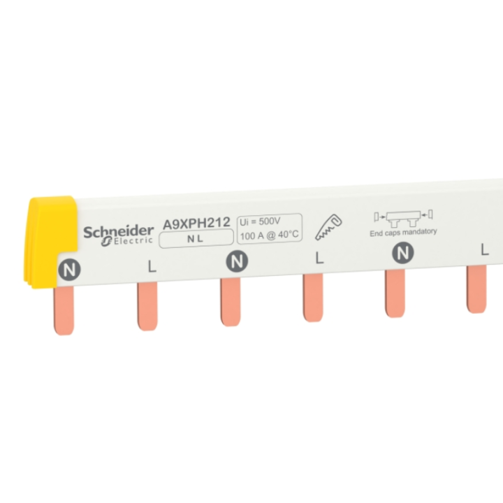 Schneider - Acti9 iC60, peigne à dents, 2 pôles, 100A, 12 modules - Réf : A9XPH212