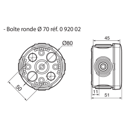 Legrand - Boîte de dérivation étanche IP55 - D.70 - 092002