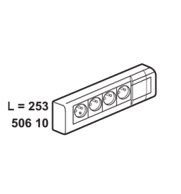 Bloc multiprise fixable 4x2P+T longueur 253mm a cabler - blanc Legrand