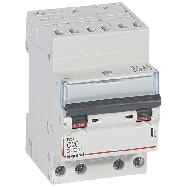 Legrand - Disjoncteur - 4P - 20A - Courbe C - DX3 6000/10kA - Auto/Vis - 3M - Réf : 407915