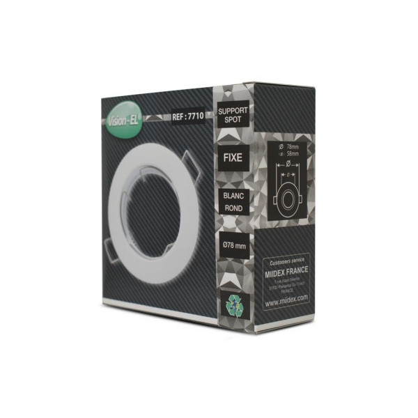 Miidex - Support de spot encastré - Rond - Blanc - Ø78 mm - Réf : 7710