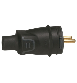 Legrand - Fiche 2P+T 16A 230V - caout - IP44 / IK08 - sortie droite - Réf : 050445