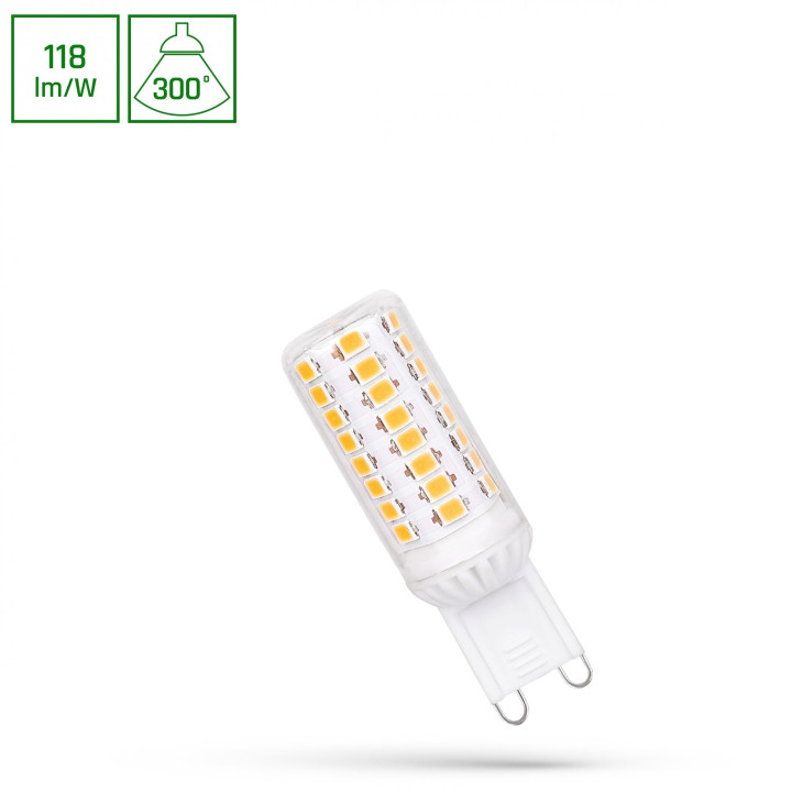 Spectrum - Ampoule LED G9 4,5W Premium - Angle 300°, 4000K, 530lm, 50 000h - Réf : WOJ+14437