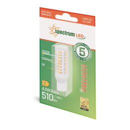 Spectrum - Ampoule LED G9 4,5W Premium - 3000K, 510lm, 50 000h - Réf : WOJ+14436