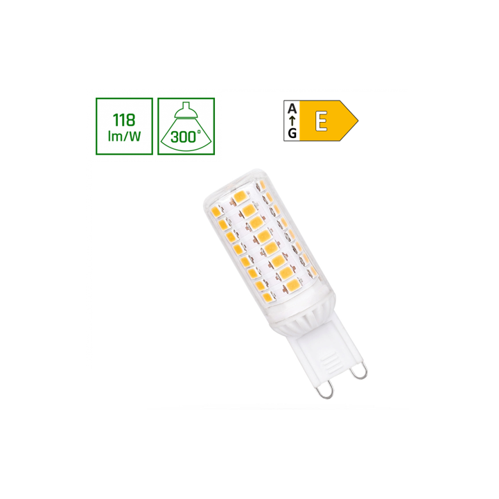 Spectrum - Ampoule LED G9 4,5W Premium - Angle 300°, 4000K, 530lm, 50 000h - Réf : WOJ+14437