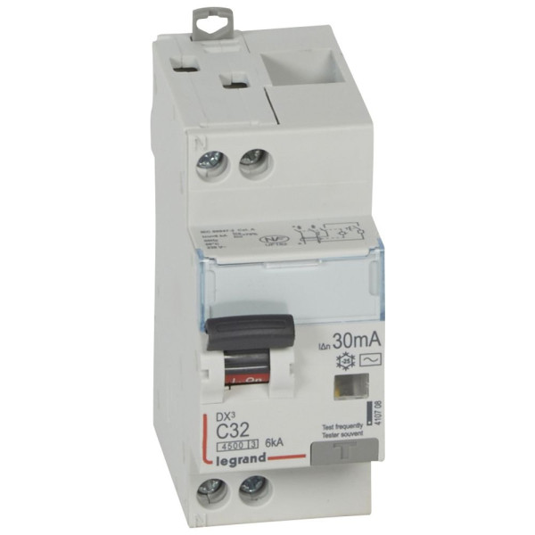 LEGRAND - Disjoncteur différentiel DX3 P+N - 32A - 30mA - AC - Réf : 410708