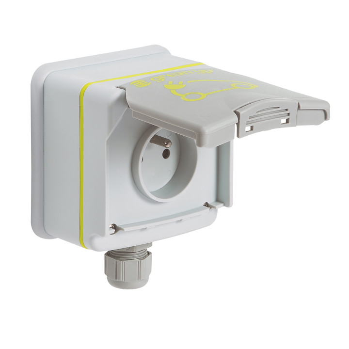 Legrand - Prise saillie étanche Green'up Access pour véhicule électrique - Modes 1 ou 2 - IP66 IK08 - 16A 230V - Réf : 090471