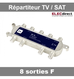 CAE - Répartiteur TV/Satellite - 8 sorties "F" - Réf. : Rf18