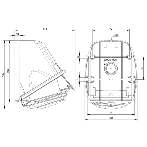 Digital - Prise de Courant Européenne socle 3P+T 32A - 380V IP 44 - Réf : 51214 (03325)