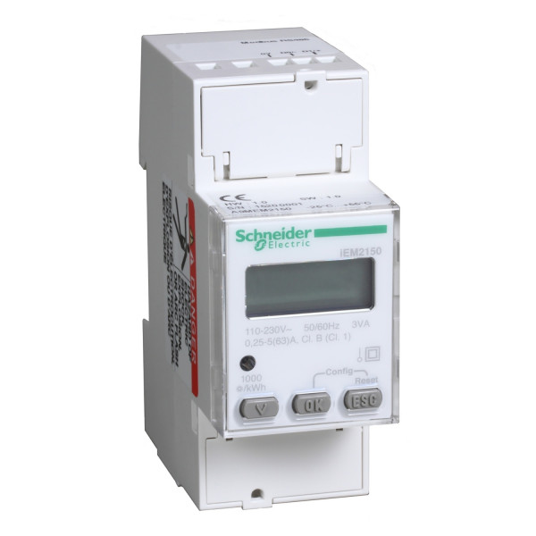 Schneider - Acti9 iEM - compteur d'énergie mono - 63A - afficheur Modbus - Réf : A9MEM2150