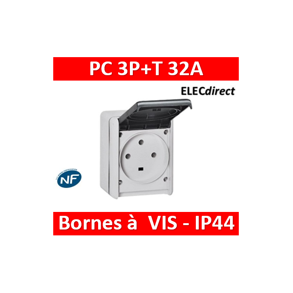 Legrand Plexo - Prise de courant 3P+T 32A - saillie - IP44/IK08 - 055875 -  ELECdirect Vente Matériel Électrique