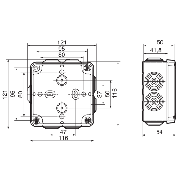 Legrand - Boîte de dérivation étanche IP55 - 105x105x55 - Réf : 092022