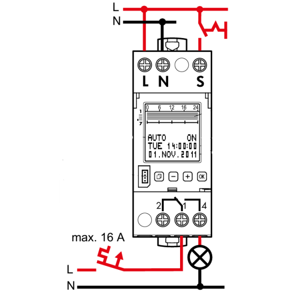 Legrand - Inter horaire digital  ASTRO programmable pour illuminations extérieures - 1 sortie 16A 250V~ - 2M - Réf : 412654