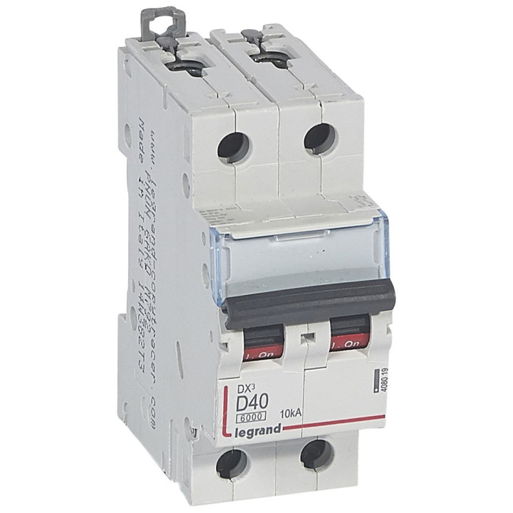 Legrand - Disjoncteur bipolaire DX3  40A - 10kA - courbe D - Réf : 408019