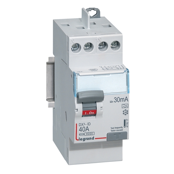 Legrand - Interrupteur différentiel DX3 2P - 40A - 30mA - Type A - Départ Haut à vis - Réf : 411617