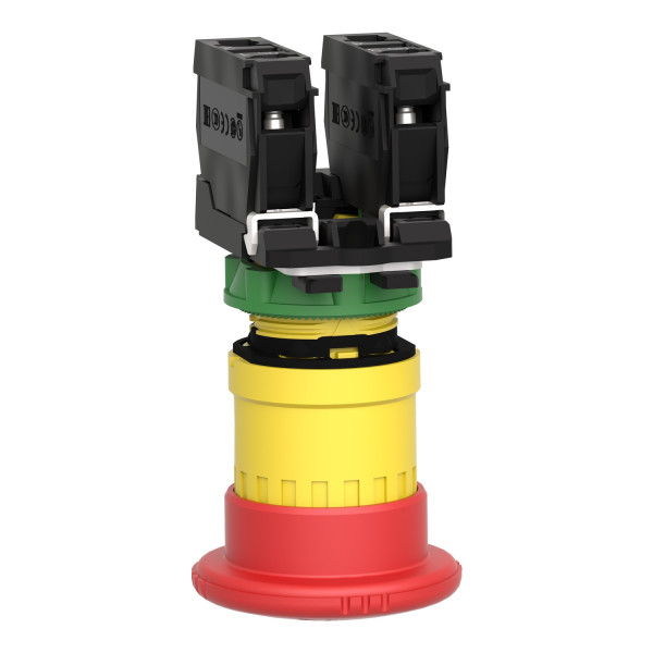Schneider - Harmony XB5 - Arrêt d'urgence Rouge Ø22 tête Ø 40 - Tourner pour déverrouiller- 2 contacts : 1O+1F - Réf : XB5AS8445