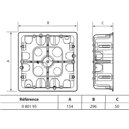 Legrand - Boîtier Batibox multimédia - 2 x 5 modules maxi - 285 x 142 mm - 080195