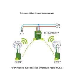 Yokis - Power - Emetteur Radio Encastrables 2 Canaux - Réf : E2BPP