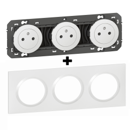 Legrand - Dooxie - Prise 2P+T triple pré-câblé + Plaque - Blanc - Ref. : 600333 + 600803