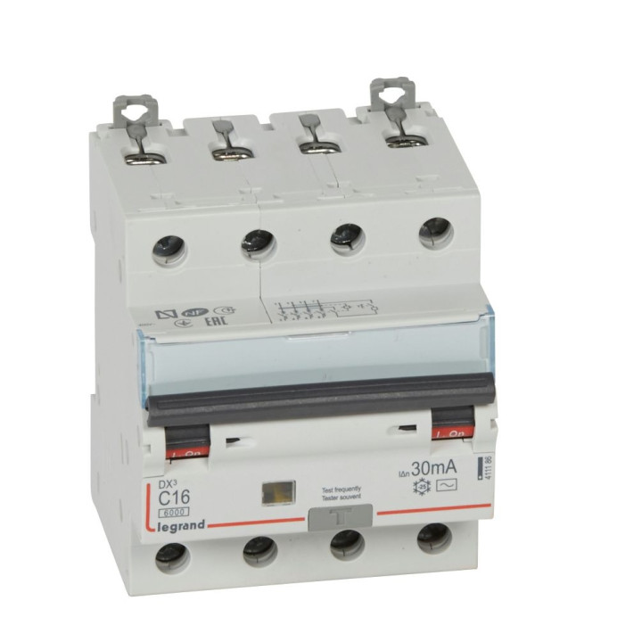 LEGRAND - Disjoncteur Différentiel  DX3  4P - 16A - 30MA - AC - 411186