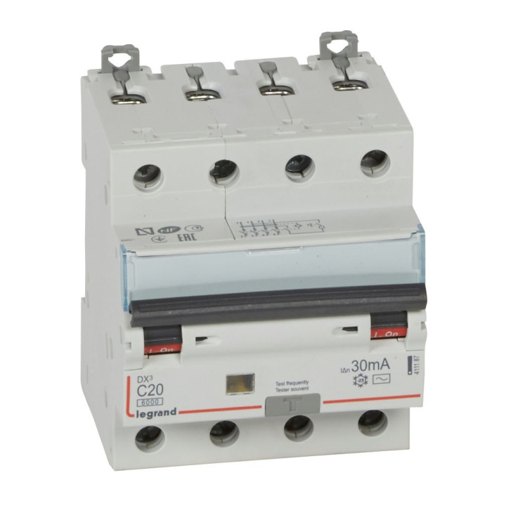 LEGRAND - Disjoncteur Différentiel  DX3  4P - 20A - 30MA - AC - 411187