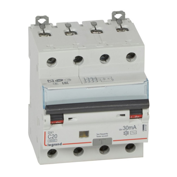 LEGRAND - Disjoncteur Différentiel  DX3  4P - 20A - 30MA - AC - 411187