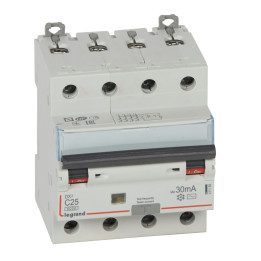 LEGRAND - Disjoncteur Différentiel  DX3  4P - 25A - 30MA - AC - 411188