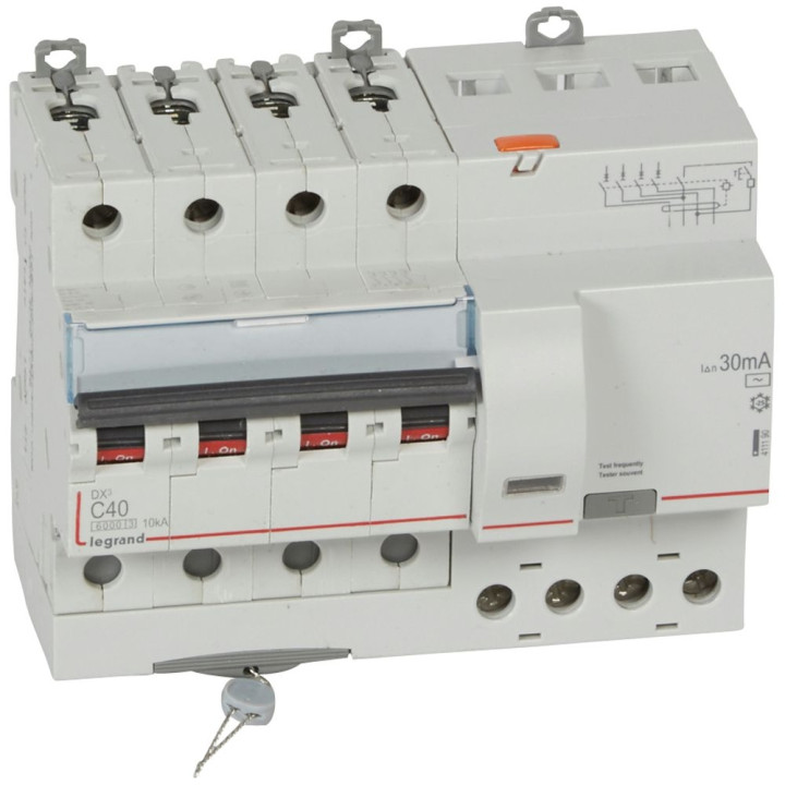 Legrand - Disjoncteur Différentiel - 4P - 40A - 30mA - Type AC - DX³ 6000A/10kA - Vis/Vis - Réf : 411190