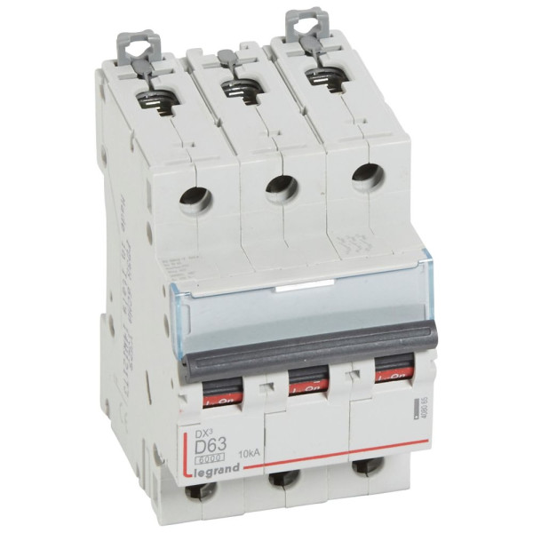 Legrand - Disjoncteur - 3P - 63A - Courbe D - DX3 6000/10kA - Vis/Vis - Réf : 408065