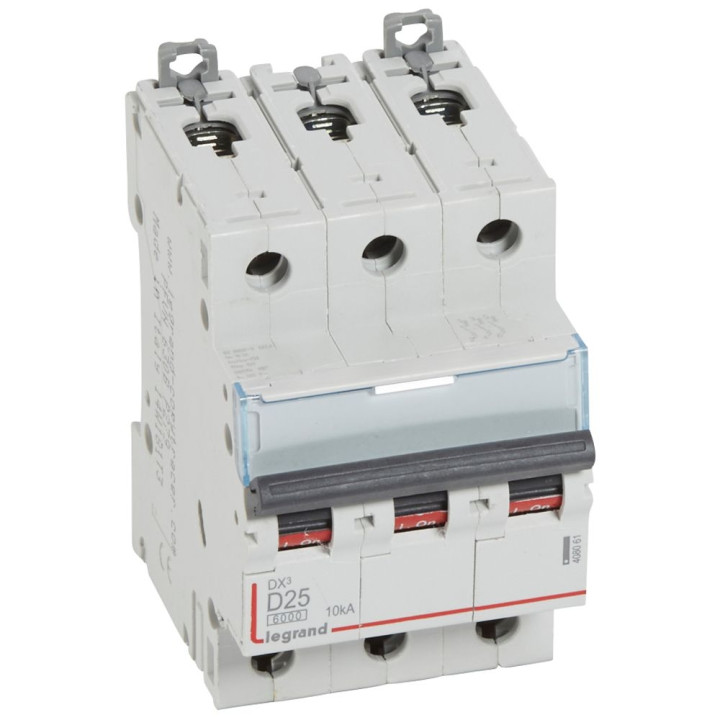 Legrand - Disjoncteur - 3P - 25A - Courbe D - DX3 6000/10kA - Vis/Vis - Réf : 408061