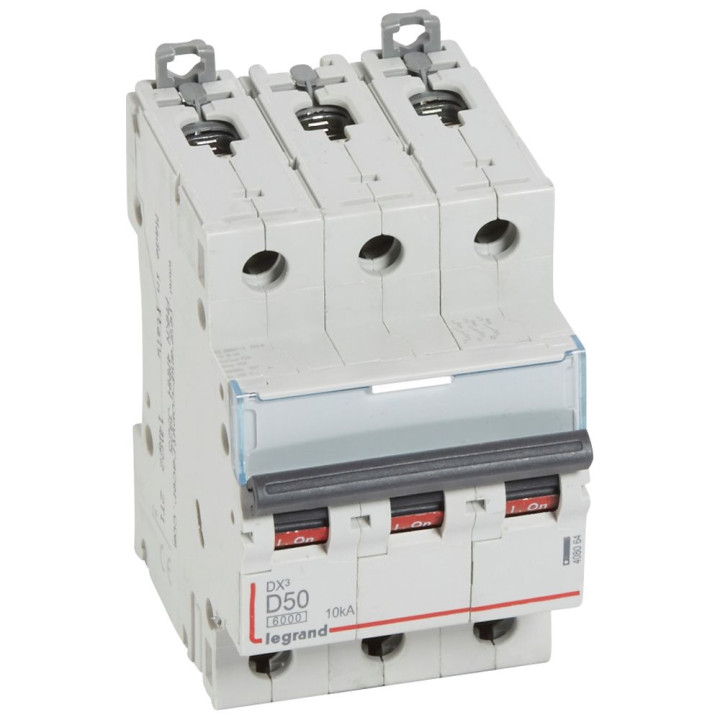 Legrand - Disjoncteur - 3P - 50A - Courbe D - DX3 6000/10kA - Vis/Vis - Réf : 408064