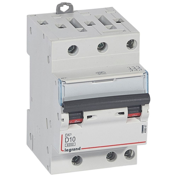 Legrand - Disjoncteur - 3P - 10A - Courbe D - DX3 6000/10kA - Vis/Vis - Réf : 408067