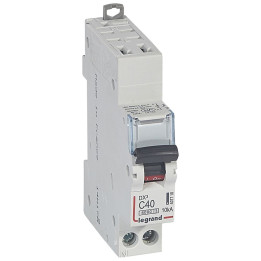 Legrand - Disjoncteur DX³ 6000A / 10kA - auto/vis - U+N - 230 V~ - 40A - 10kA - courbe C - 1 module - Réf : 407718