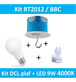 Vision-EL - Ampoule LED E27 A60 9W 4000°K + Kit DCL plafond BBC - WOJ+14611 + +P36859