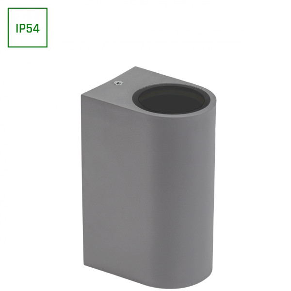 Spectrum - Applique murale extérieure - Parete - GU10x2 bi-directionnelle gris- IP54, 2x6W max. - A++ - Réf : SLIP007008