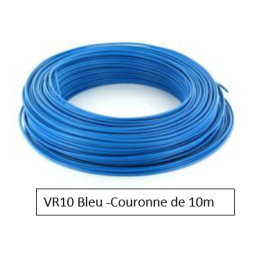 Fil HO7VR 10 mm2 rigide - Bleu - COURONNE DE 10M
