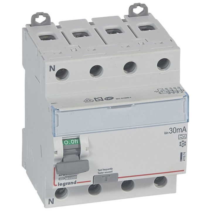 Legrand - Inter diff DX3 - ID 4P 25A - 30mA - A - Réf : 411674