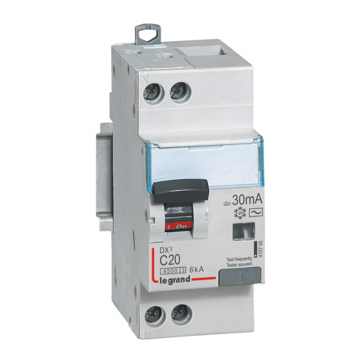 LEGRAND - Disjoncteur différentiel DX3 P+N - 20A - 30mA - AC - Réf : 410706